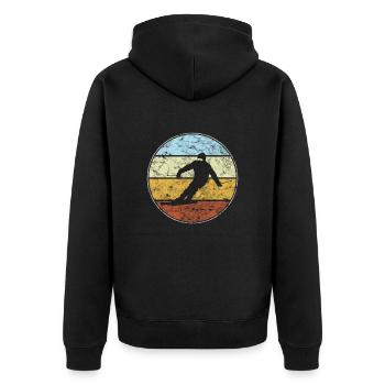 Ski retro - Unisex Premium Bio Zip Hoodie - Schwarz - Hinten - Nico (187cm)
