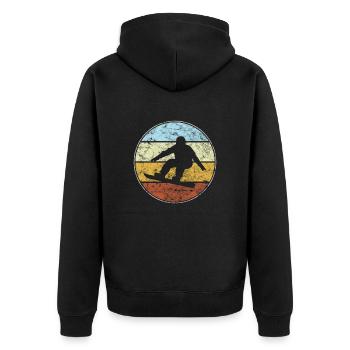 Snowboarding Retro - Unisex Premium Bio Zip Hoodie - Schwarz - Hinten - Nico (187cm)