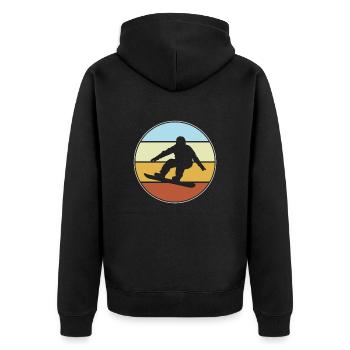 Snowboarding Retro - Unisex Premium Bio Zip Hoodie - Schwarz - Hinten - Nico (187cm)