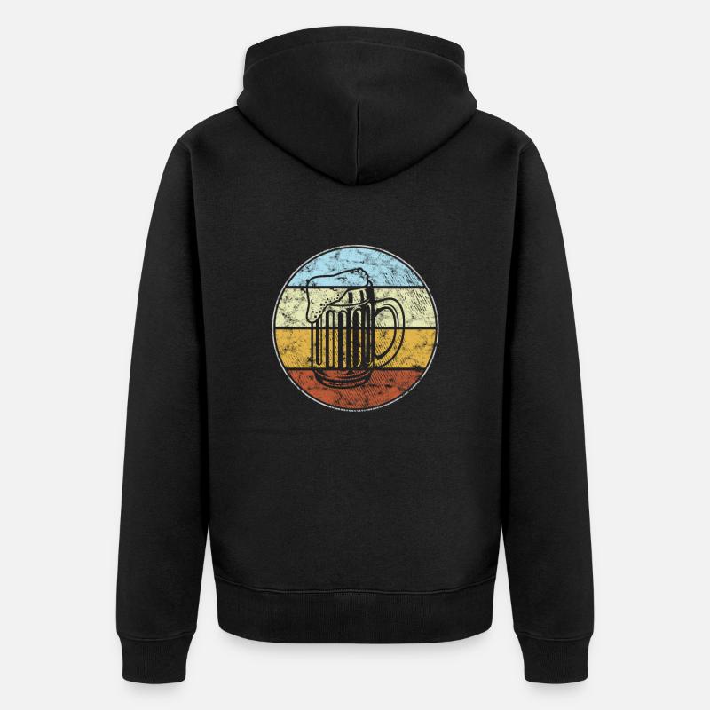 Bier Retro - Unisex Premium Bio Zip Hoodie - Schwarz