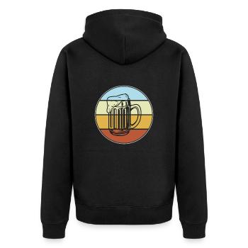 Beer Retro - Unisex Premium Organic Zip Hoodie - black - Back - Nico (187cm)