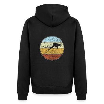 Tauchen Retro - Unisex Premium Bio Zip Hoodie - Schwarz - Hinten - Nico (187cm)