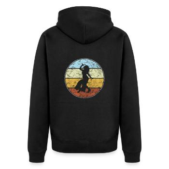 Singing Retro - Unisex Premium Organic Zip Hoodie - black - Back - Nico (187cm)