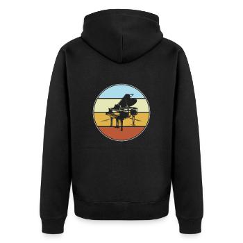 Klavier Retro - Unisex Premium Bio Zip Hoodie - Schwarz - Hinten - Nico (187cm)