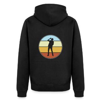 Sänger Retro - Unisex Premium Bio Zip Hoodie - Schwarz - Hinten - Nico (187cm)