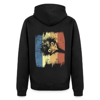 Vogelstrauss Emu Strauß Lustiger Vogel Retro - Unisex Premium Bio Zip Hoodie - Schwarz - Hinten - Nico (187cm)