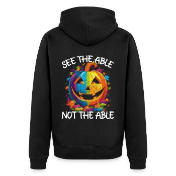 Autisme Halloween Trick ou Treat Sensibilisation à l’autisme - Veste à capuche bio Premium Unisexe - noir - Dos - Nico (187cm)