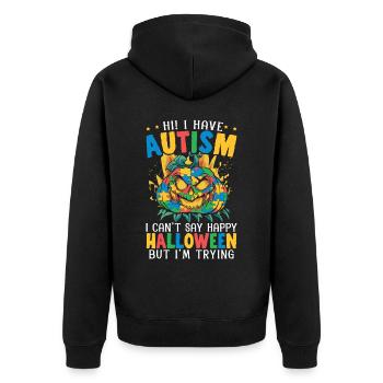 Autisme Halloween Trick ou Treat Sensibilisation à l’autisme - Veste à capuche bio Premium Unisexe - noir - Dos - Nico (187cm)