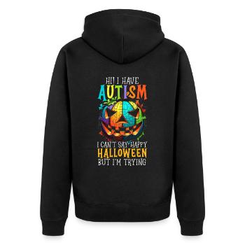 Autisme Halloween Trick ou Treat Sensibilisation à l’autisme - Veste à capuche bio Premium Unisexe - noir - Dos - Nico (187cm)