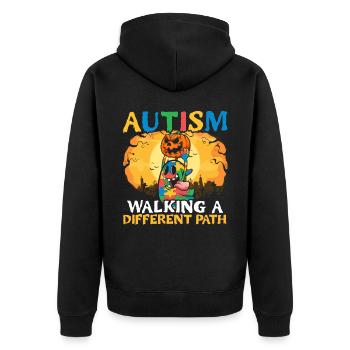Autisme Halloween Trick ou Treat Sensibilisation à l’autisme - Veste à capuche bio Premium Unisexe - noir - Dos - Nico (187cm)