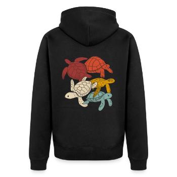 Sea Turtle Tortoise Retro Vintage - Veste à capuche bio Premium Unisexe - noir - Dos - Nico (187cm)