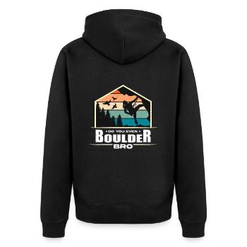 Indoor Climbing Do You Even Boulder Bro Bouldering - Unisex Premium Bio Zip Hoodie - Schwarz - Hinten - Nico (187cm)