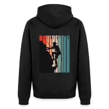 Indoor Climbing Bouldering Sport Climbing Climber - Unisex Premium Bio Zip Hoodie - Schwarz - Hinten - Nico (187cm)