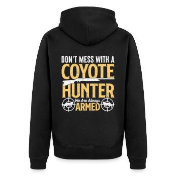 Coyote Hunt Yote - Unisex Premium Organic Zip Hoodie - black - Back - Nico (187cm)