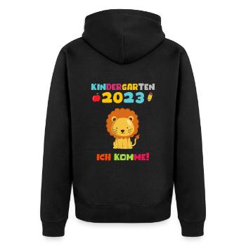 Kindergarten 2023 Ich Komme - Unisex Premium Bio Zip Hoodie - Schwarz - Hinten - Nico (187cm)