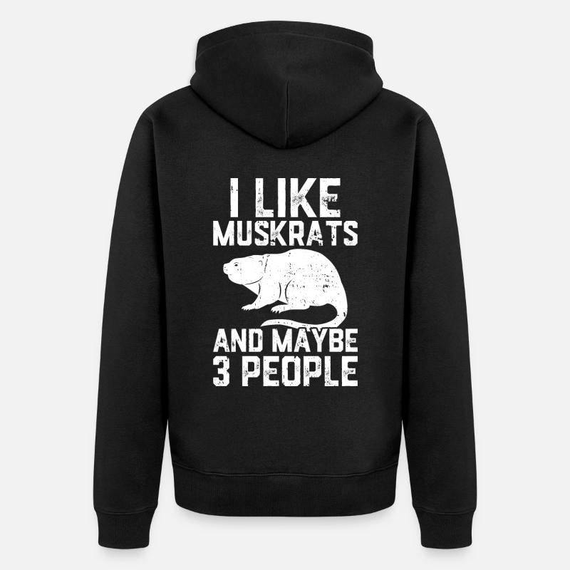Retro Bisamratte - Unisex Premium Bio Zip Hoodie - Schwarz