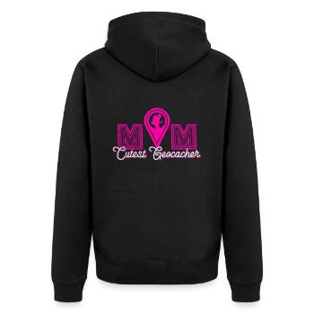 Mama - Süßester Geocacher - Geocaching Geocacher - Unisex Premium Bio Zip Hoodie - Schwarz - Hinten - Nico (187cm)
