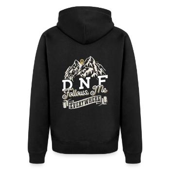 DNF me suit partout - Geocaching Geocacher - Veste à capuche bio Premium Unisexe - noir - Dos - Nico (187cm)