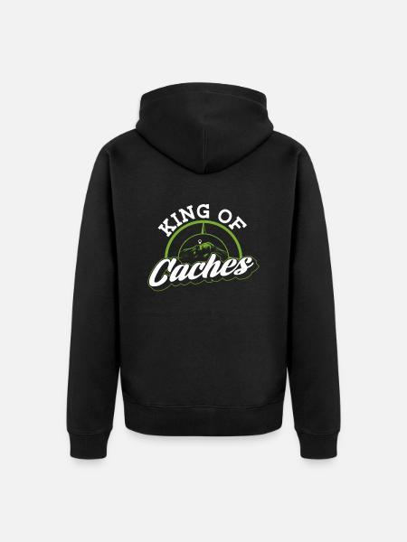 King of Caches - Geocaching Geocacher - Unisex Premium Organic Zip Hoodie - black
