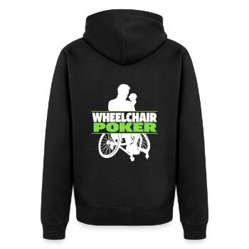 Poker Rollstuhl - Unisex Premium Bio Zip Hoodie - Schwarz - Hinten - Nico (187cm)
