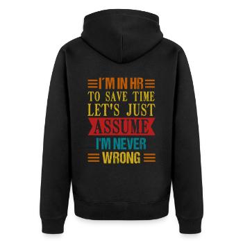 Profession: hr-manager im Personalwesen - Veste à capuche bio Premium Unisexe - noir - Dos - Nico (187cm)