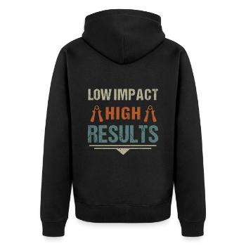 Low Impact Workout Fitness Exercise Body Strength - Unisex Premium Organic Zip Hoodie - black - Back - Nico (187cm)