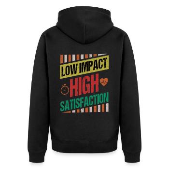 Low Impact Workout Fitness Exercise Body Strength - Unisex Premium Organic Zip Hoodie - black - Back - Nico (187cm)