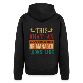 Human Resources Hr Manager Job Beruf - Unisex Premium Bio Zip Hoodie - Schwarz - Hinten - Nico (187cm)