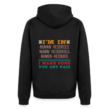 Beruf: Hr-manager Im Personalwesen - Unisex Premium Bio Zip Hoodie - Schwarz - Hinten - Nico (187cm)
