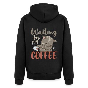 Buveur de caféine Amateur de café Petit déjeuner Kitty - Veste à capuche bio Premium Unisexe - noir - Dos - Nico (187cm)