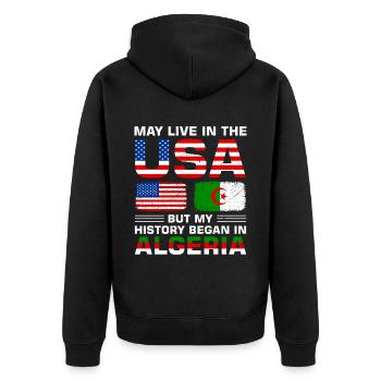 Drapeau des États-Unis Amérique Algérie drapeau algérien - Veste à capuche bio Premium Unisexe - noir - Dos - Nico (187cm)