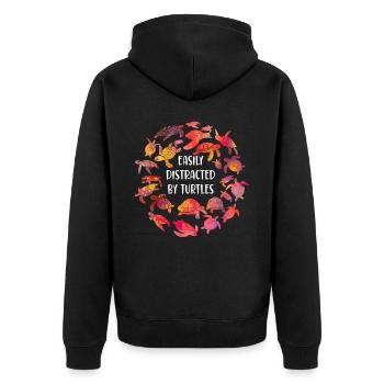 Sea Turtle Tortoise Easily - Unisex Premium Bio Zip Hoodie - Schwarz - Hinten - Nico (187cm)