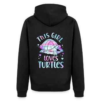 Sea Turtle Tortoise Watercolor - Unisex Premium Bio Zip Hoodie - Schwarz - Hinten - Nico (187cm)