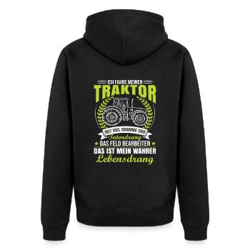 Traktorfahrer Sprüche Schlepper - Unisex Premium Bio Zip Hoodie - Schwarz - Hinten - Nico (187cm)