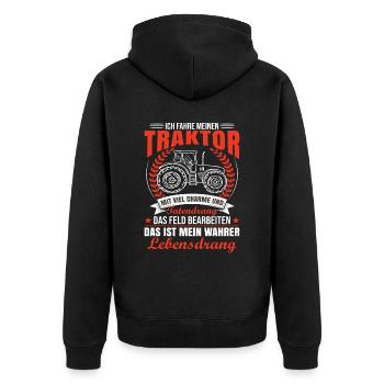 Traktor Sprüche Lustig Traktorfahrer - Unisex Premium Bio Zip Hoodie - Schwarz - Hinten - Nico (187cm)