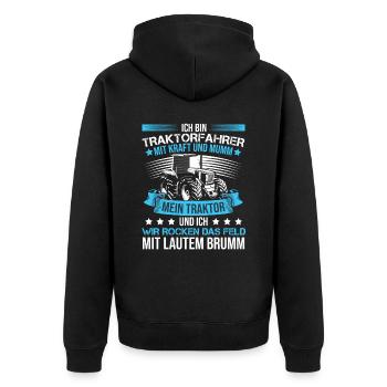 Traktor Sprüche Landwirt Geschenk Bauernhof - Unisex Premium Bio Zip Hoodie - Schwarz - Hinten - Nico (187cm)