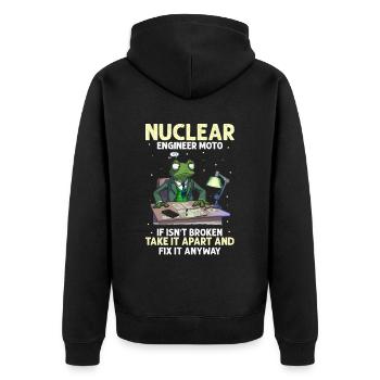Kernenergie Spruch für Kernenergie - Unisex Premium Bio Zip Hoodie - Schwarz - Hinten - Nico (187cm)