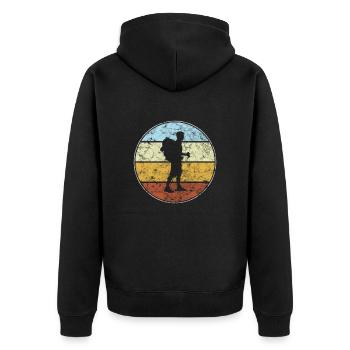 Hiking Retro - Unisex Premium Organic Zip Hoodie - black - Back - Nico (187cm)