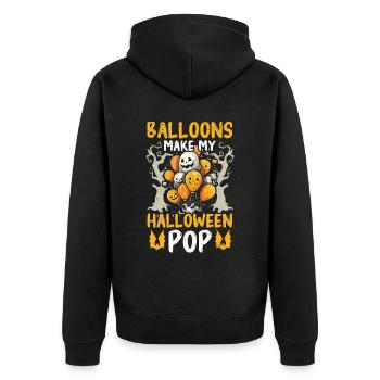 Ballon Halloween Süßes oder Saures Spooky Boo Ghost - Unisex Premium Bio Zip Hoodie - Schwarz - Hinten - Nico (187cm)