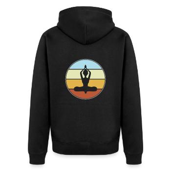 Yoga Retro - Unisex Premium Bio Zip Hoodie - Schwarz - Hinten - Nico (187cm)