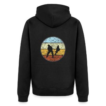 Fishing Retro - Unisex Premium Organic Zip Hoodie - black - Back - Nico (187cm)