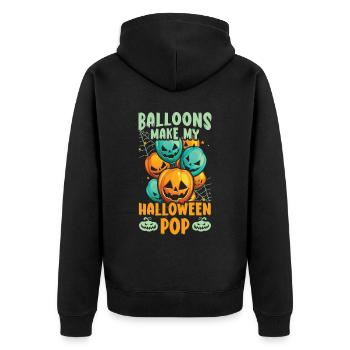 Ballon Halloween Süßes oder Saures Spooky Boo Ghost - Unisex Premium Bio Zip Hoodie - Schwarz - Hinten - Nico (187cm)