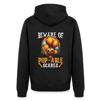 Ballon Halloween Süßes oder Saures Spooky Boo Ghost - Unisex Premium Bio Zip Hoodie - Schwarz - Hinten - Nico (187cm)