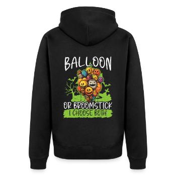 Ballon Halloween Süßes oder Saures Spooky Boo Ghost - Unisex Premium Bio Zip Hoodie - Schwarz - Hinten - Nico (187cm)
