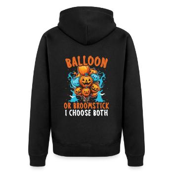 Ballon Halloween Süßes oder Saures Spooky Boo Ghost - Unisex Premium Bio Zip Hoodie - Schwarz - Hinten - Nico (187cm)