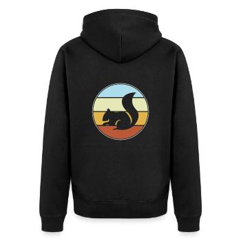 Squirrel Retro - Unisex Premium Organic Zip Hoodie - black - Back - Nico (187cm)