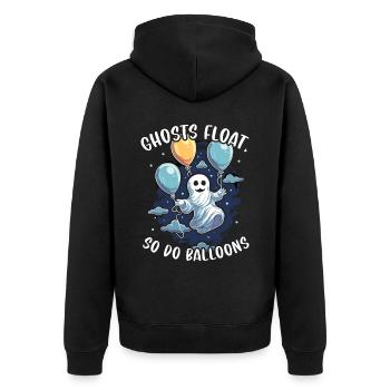 Ballon Halloween Süßes oder Saures Spooky Boo Ghost - Unisex Premium Bio Zip Hoodie - Schwarz - Hinten - Nico (187cm)