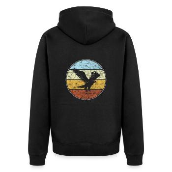 Adler Retro - Unisex Premium Bio Zip Hoodie - Schwarz - Hinten - Nico (187cm)