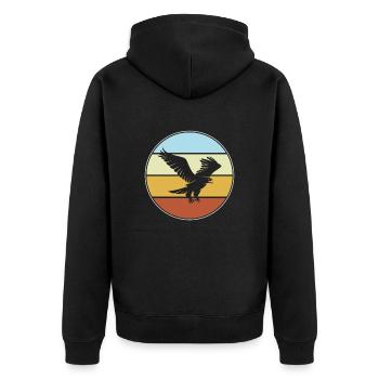 Adler Retro - Unisex Premium Bio Zip Hoodie - Schwarz - Hinten - Nico (187cm)