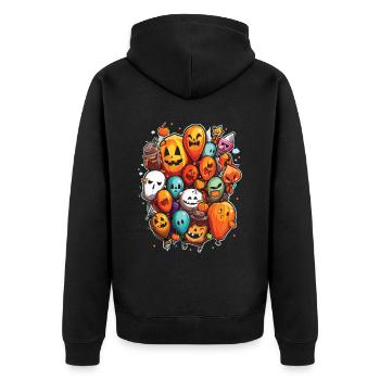 Ballon Halloween Süßes oder Saures Spooky Boo Ghost - Unisex Premium Bio Zip Hoodie - Schwarz - Hinten - Nico (187cm)
